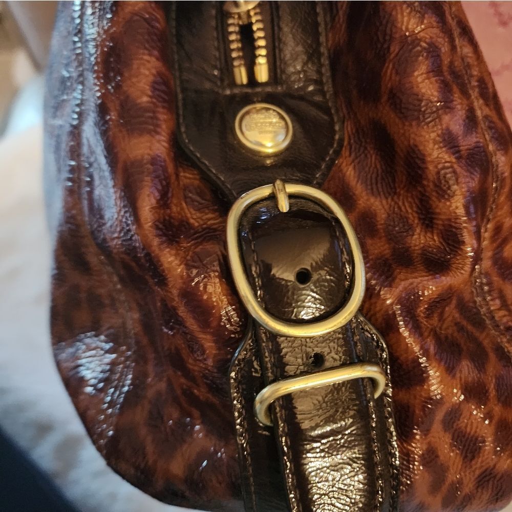 Coach Maggie Mia Patent Leather Ocelot Print Purse, Gold Hardware - Picture 6 of 14